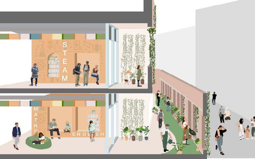 Learning Oasis in the city interior cropped image