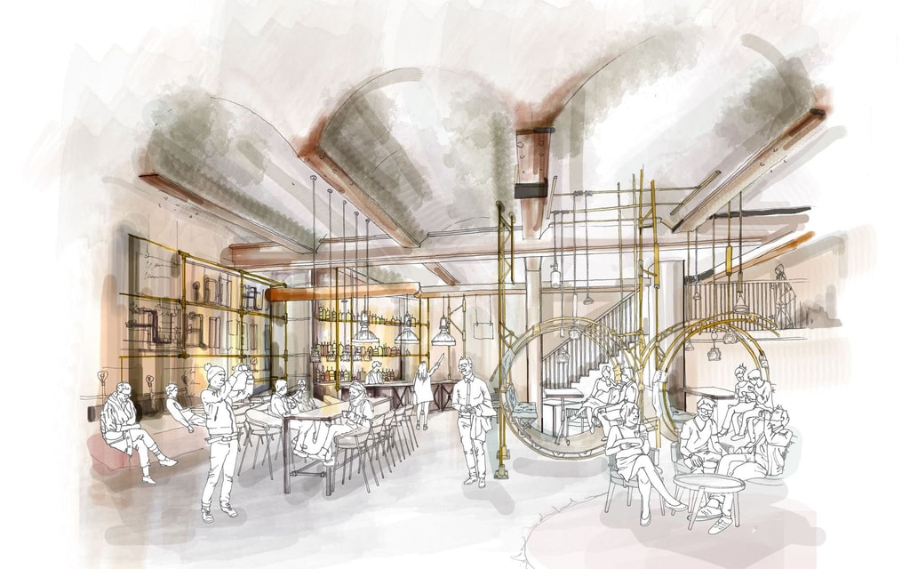 Royal Albert Hall sketch of bar area