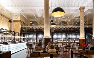 Historic Egyptian room at Oldham Town Hall transformed into a vibrant food hall